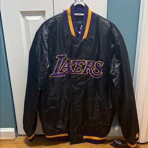 NEW!! STARTER Black and Purple Lakers Bomber Jacket